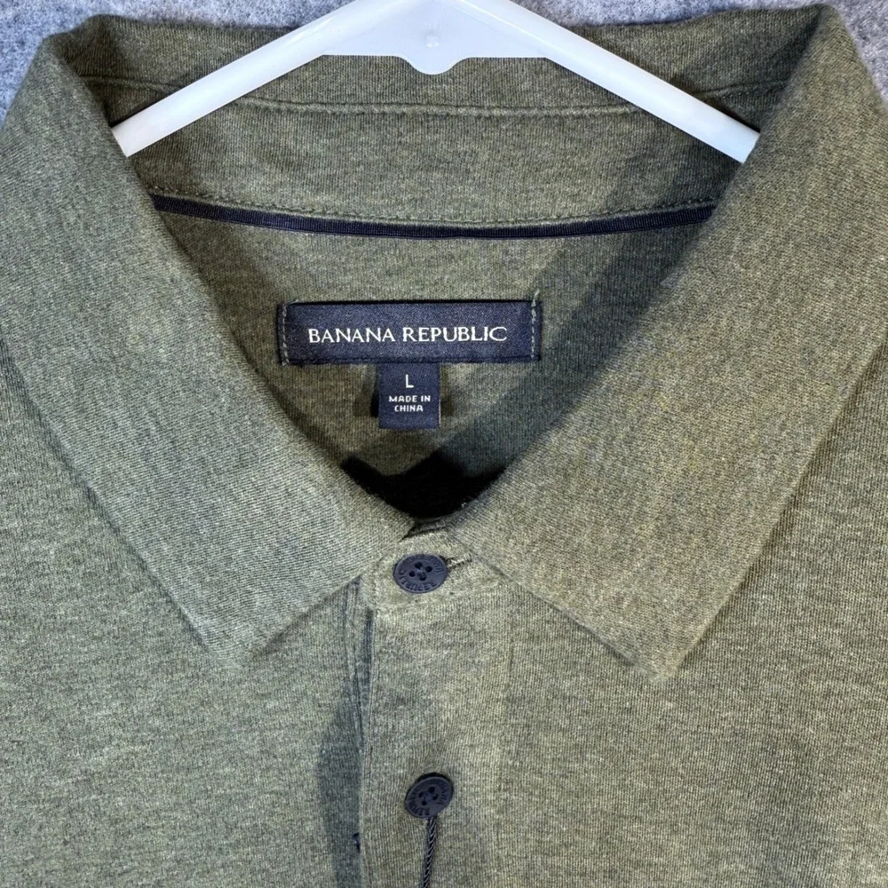 Banana Republic Luxe Touch Performance Polo Olive Green Short Sleeve‎ Men's L